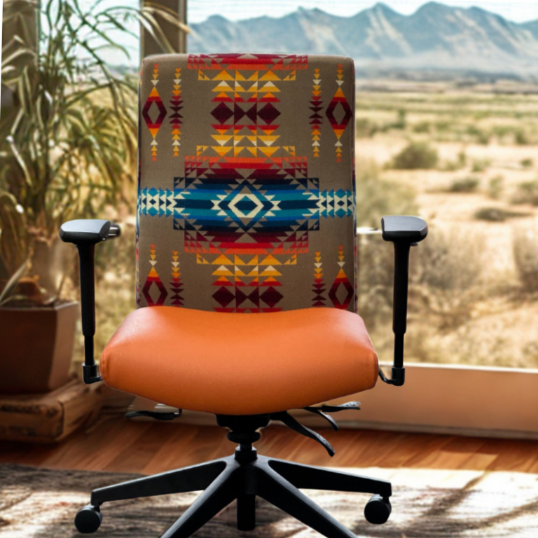 Made In Oregon | Seats of Art | RFM Seating collaboration with Frazier Office supply | USA Built | Oregon Manufactured office chairs with Pendleton Fabric upholstery