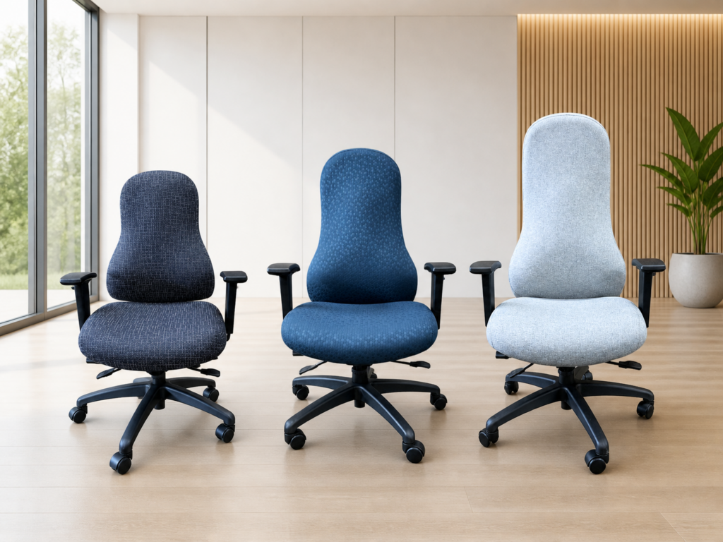 Executive Back, Petite Executive Back and Medium Back Meo in Office Scene | RFM Seating | No cervical pillows