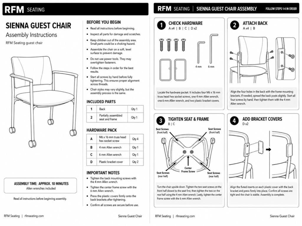 Sienna Guest Chair Assembly Instructions - RFM Seating